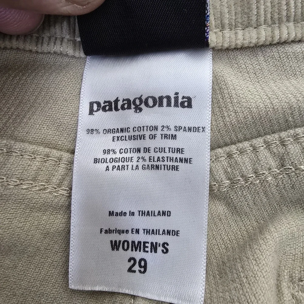 Patagonia Corduroy Pants Womens 29 Khaki Tan Straight Leg Organic Cotton Stretch